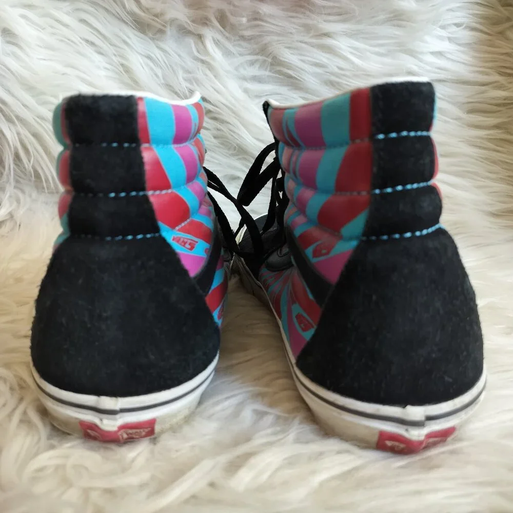 Vans Sk8 Hi Retro Mart Psychedelic Print Blue Pink Red High Top